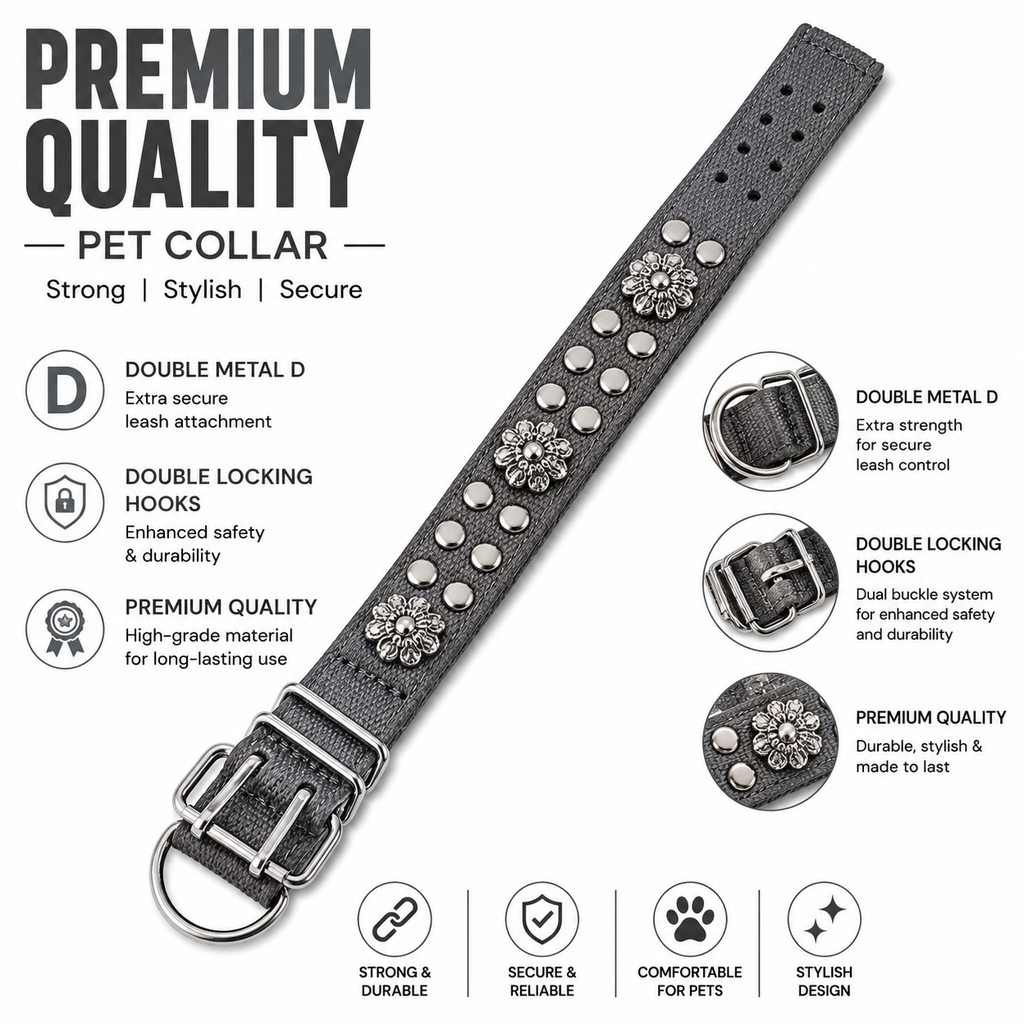 Premium Tactical Dog Collar with Double Locking Buckle | Heavy Duty Adjustable Military Pet Collar
