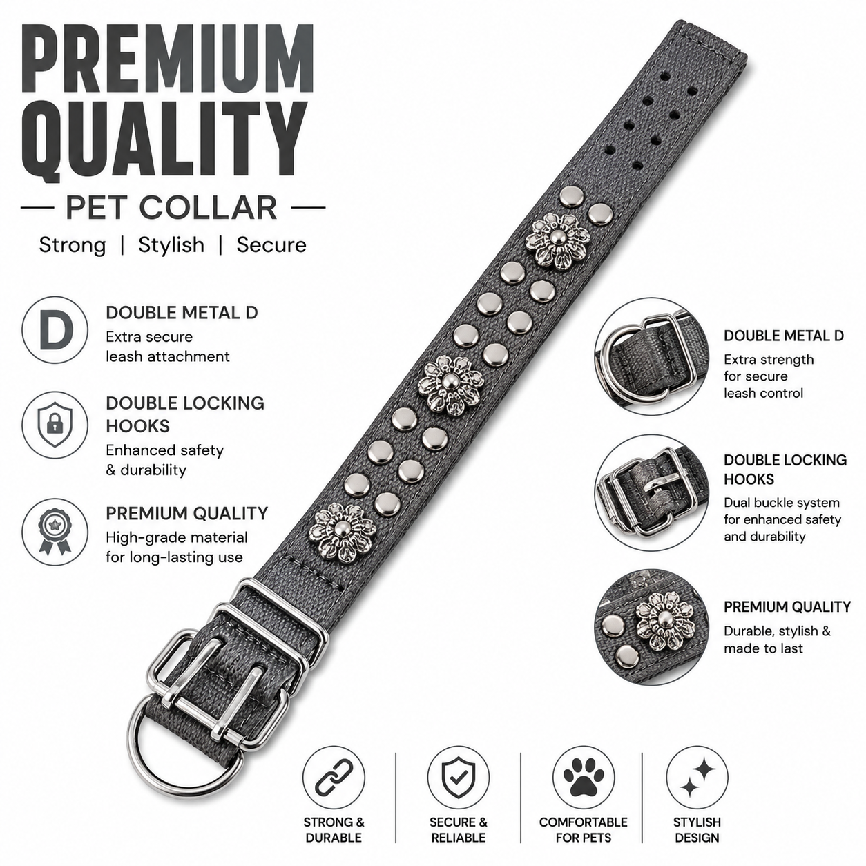 Premium Tactical Dog Collar with Double Locking Buckle | Heavy Duty Adjustable Military Pet Collar