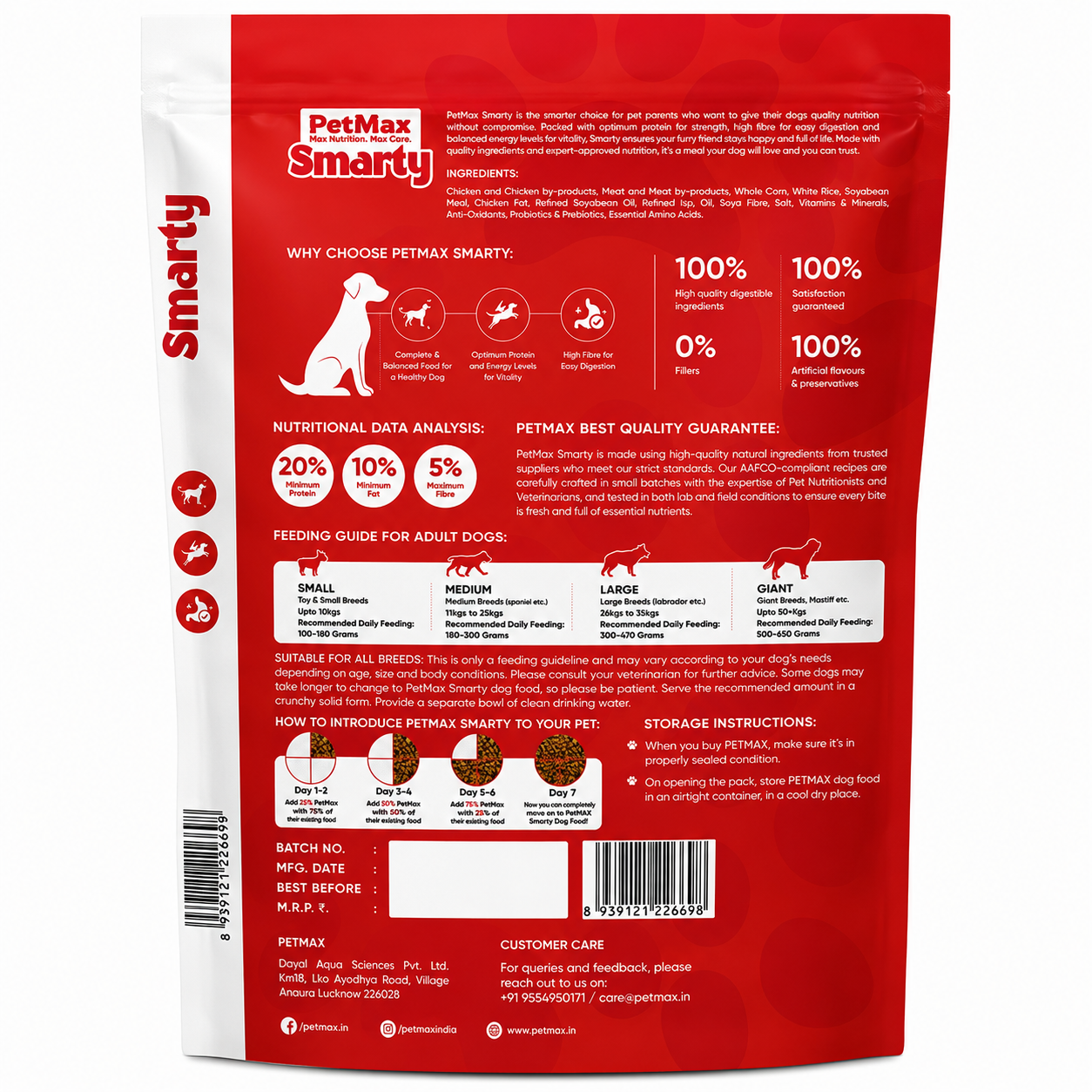 PetMax Smarty Adult Dog Food 20kg | Complete & Balanced Dry Dog Food | High Protein & Easy Digestion
