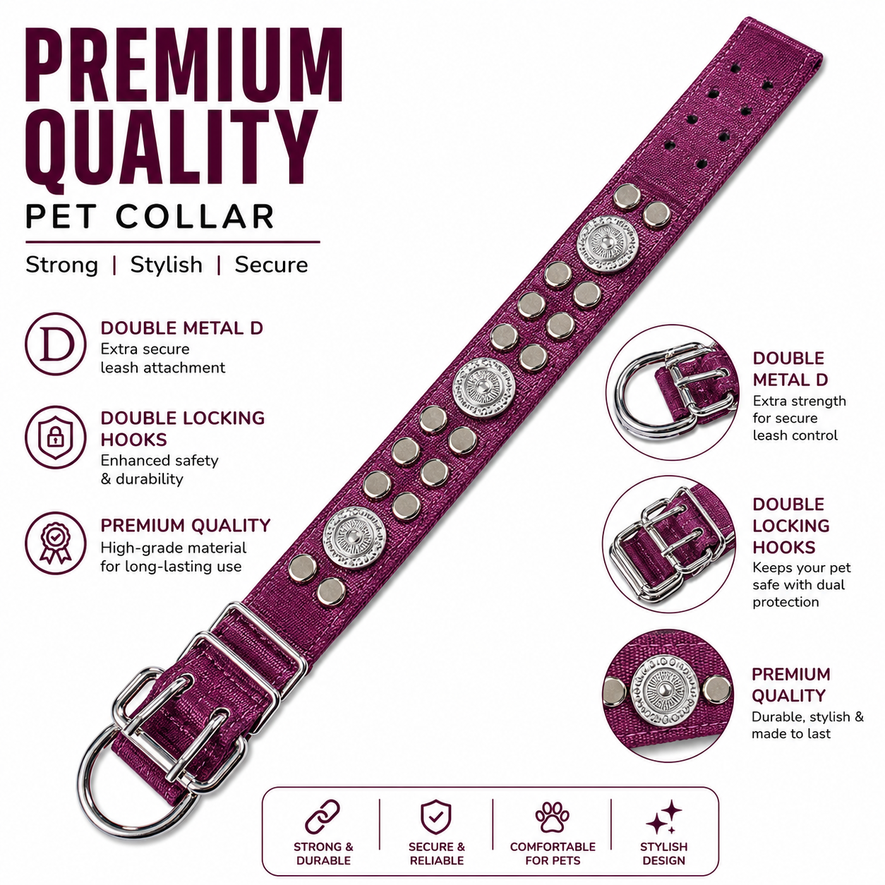 Premium Tactical Dog Collar with Double Locking Buckle | Heavy Duty Adjustable Military Pet Collar