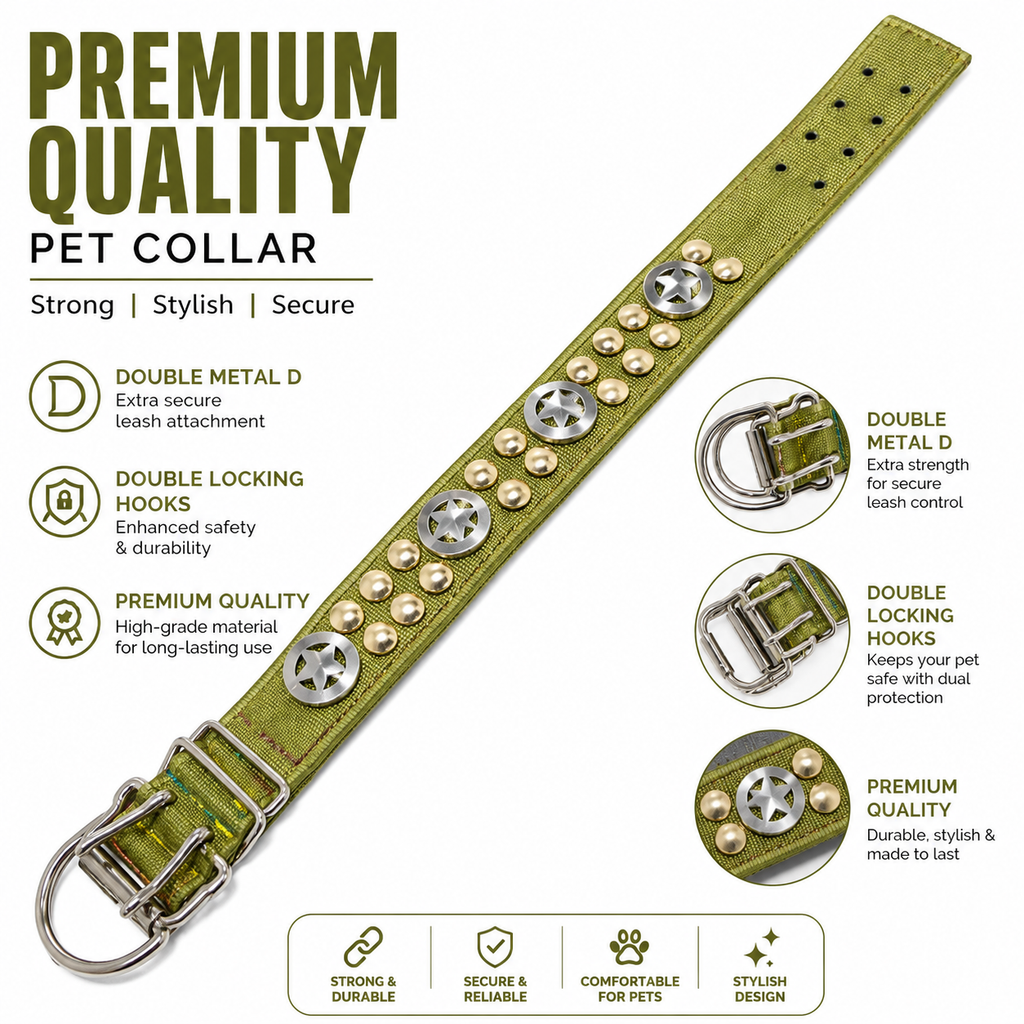 Premium Tactical Dog Collar with Double Locking Buckle | Heavy Duty Adjustable Military Pet Collar
